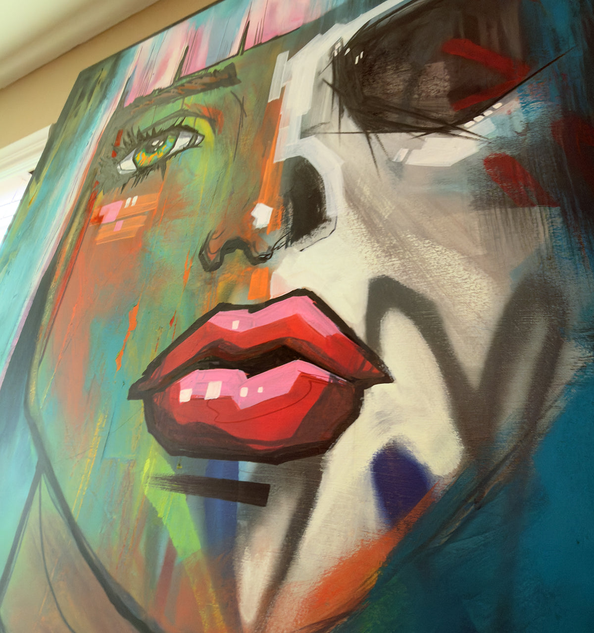 Amani original canvas from a low angle, showing scale and depth