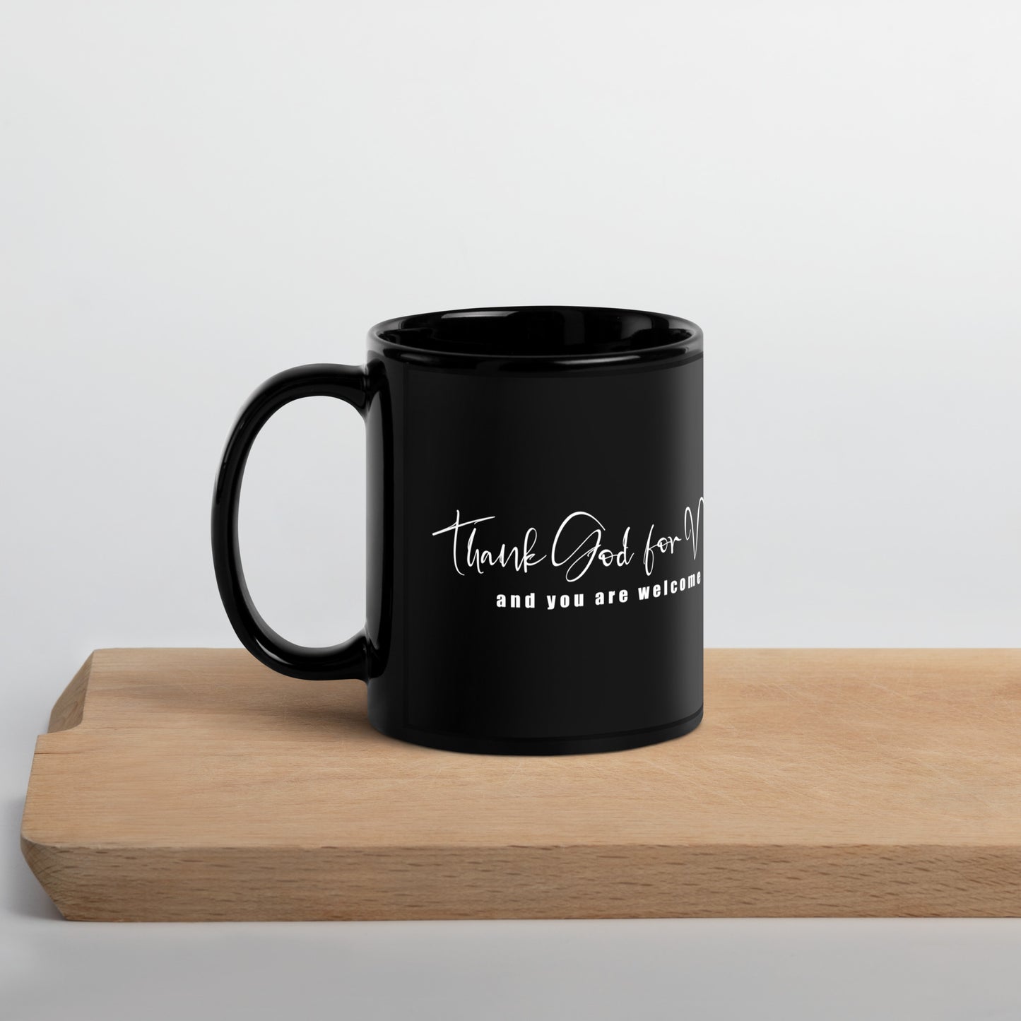 You are welcome Black Mug